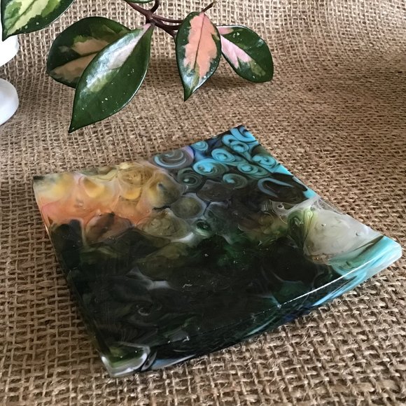 Fused Art Glass Catch-all Dish - Picture 1 of 8